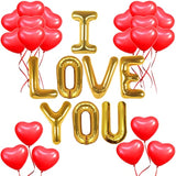 , Big I Love You Balloons And Heart Balloon - 16 Inch, Pack 28 | Love