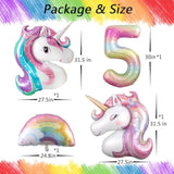 Unicorn 5th Birthday Decorations Purple Pink Balloon Set Rainbow Unicorn Number 5 Set