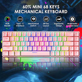60% Mechanical Gaming Keyboard And Mouse Combo With Mouse Bungee Mouse Pad,Mini 68 Keys Wired Type C 18 Backlit Effects,Lightweight Rgb 6400Dpi Honeycomb Mice(Pink/Blue Switch)