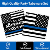 142Pcs Police Academy Graduate Party Supplies We Are So Proud Of You Police Theme Plates And Napkins Congrats Officer Party Decorations For Police Retirement Grad Graduation Promotion Party Serves 24