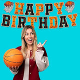 Basketball "Happy Birthday" banner and slam dunk garland for basketball-themed parties