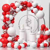 Red White Balloons Garland Kit 134 Pack Different Sizes 18/12/10/5 Inch Matte Red Matte White Latex Balloons And Red Confetti Balloons For Wedding Birthday Party Accessory Arch Christmas Decoration