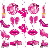 Pink Party Decorations – Hot Pink Hanging Décor for Girls, Bachelorette, Princess & Cowgirl Theme