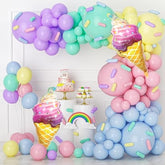 142pcs Pastel Balloon Arch Kit with Macaron Rainbow Ice Cream Foil for Parties