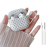 for AirPods 4 Clear Case,Cute Polka Dot Pattern Design with Trendy Keychain Ring,Soft TPU Protective Shockproof Case with Cleaner Kit for Girls Women
