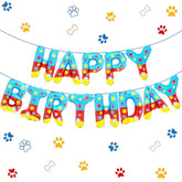Cartoon Dog Paw Print Birthday Banner — Puppy-Themed Foil Balloons & Party Decor for Kids