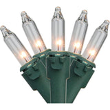 20-Count Clear Mini Christmas Light Set, 4Ft Green Wire