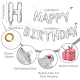Happy Birthday Balloon Letters 16 Inch Mylar Foil Birthday Balloons Banner Sign For Birthday Party Decorations Supplies (Silver)