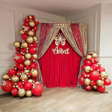 Red Gold Confetti Balloons Garland Arch Kit, 120 Pcs 12In 10In 5In Lat