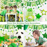 Birthday Decorations, Happy Birthday Banner With Honeycomb Balls, Stars Hanging Swirls Streamers, Circle Dots Garland, Happy Birthday Party Decorations For Women Men Boys Girls (Green)