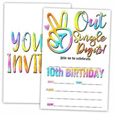 10Th Birthday Invitations, Out Single Digits Double-Sided Fill-In Invite Cards For Birthday Party?Boys, Girls, Kids, Teen, 20 Invitations With Envelopes, Decorations,Party Favor And Supply-B14