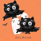 6Pc Halloween Balloons – Large Ghost Foil & Black Bat Mylar Party Decorations