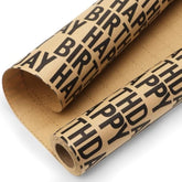 Vintage Birthday Kraft Wrapping Paper - 17" x 33' - Brown with Black Pattern
