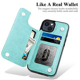 For Iphone 14 Case With Card Holder, Flower Magnetic Back Flip Case For Iphone 14 Wallet Case For Women, Protective Case Phone Case For Iphone 14,Mint