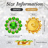 300 Pieces 12Mm Flower Buttons With Rhinestones Sew On Flower Embellis