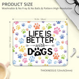 Life Is Better With Dogs Non-Slip Mouse Pad With Stitched Edge, Funny Dogs Mousepad Gifts For Wireless Computer Laptop, Birthday Gifts For Friends Coworker Colleague Dog Mom, Dog Lover Gifts