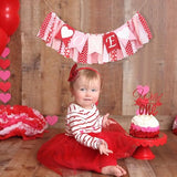 Valentines Day 1St Birthday High Chair Banner - Little Sweetheart One Birthday Banner, Happy Valentines Day Highchair Garland, Valentine Heart First Birthday Party Decoration, Valentines Theme Party Photo Props For Girls 1St Birthday