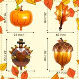 Thanksgiving Balloons Set 9Pcs Turkey Pumpkin Acorn Maple Leaf Foil Balloons for Fall Decor