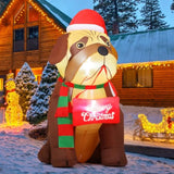 5 Ft Christmas Inflatables Outdoor Decorations, Xmas Blow Up Cute Dog Inflatable With Built-In Leds For Christmas Indoor