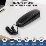 Of-990 Slimline Telephone Wall-Mountable Basic Corded Telephone No Ac Power Required, Corded Home Phone Black