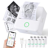 Print Pods Mini Printer, Sticker Printer With 10 Rolls Thermal Printing Paper, Inkless Pocket Printpod For Phone, Impresora Portátil For Notes, Diy, Compatible With Ios & Android (White)