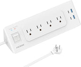 Outlet Extender Surge Protector 4 Outlets USB C USB Ports 6.5FT Flat Plug Extension Cord White