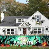 Happy Halloween Banner Large 120x20 Inch Green Yard Sign Outdoor Party Decor
