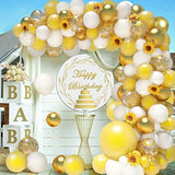 132pcs Sunflower Yellow Gold White Balloon Garland Kit for Baby Shower & Parties