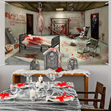 Halloween Photography Backdrop Mural with Witches Tomb Pumpkins Bats Spider Party Decor