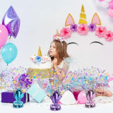 3pcs Rainbow Unicorn Metallic Table Centerpieces with Glitter for Girls' Birthday