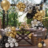 152pcs New Years Balloons Arch Garland Kit, New Years Eve Party Supplies 2025 - Black, Gold, Silver Balloons, Gold Confetti Balloons for Wedding Graduation Birthday Party New Year Decoration