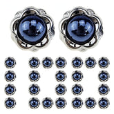 100Pcs Blue Pearl Buttons Half Resin Dome Cap Plastic Base Single Hole
