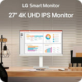 27U730Sa-W 27-Inch Smart 4K Uhd (3840 X 2160) Ips Computer Monitor, Hdr10, Built-In Speaker, Screen Share, Bluetooth, Remote Control, Hdmi, Usb Type-C Pd 65W, Tilt/Height/Swivel/Pivot Stand, White