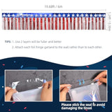 Mega-L 4Th Of July Decorations 2Packs 39 Feet Foil Fringe Garland Tinsel Streamers, Red White And Blue Star Metallic Hanging Backdrop Banner Table Skirts For Parade Floats Memorial Day Patriotic Party