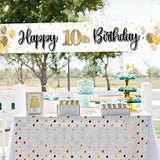 Happy 10Th Birthday Decorations,10Th Gold Balloon Large Birthday Hanging Banner Sign,Cheers To Ten Years Old Bday Party Supplies.