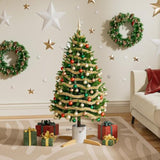 Christmas Tree Base Stand - Made Of Metal And Solid Wood, Suitable For 5-10 Ft Christmas Trees - White
