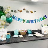 Pre Strung Blue Happy Birthday Felt Ball Garland Rainbow Party Decoration