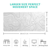 Topographic Contour White Gaming Mouse Pad Xl Geographic Map Lines Extended Big Large Desk Mat Non-Slip Rubber Base Stitched Edge Long Keyboard Mousepad For Pc Computer Laptop,31.5X11.8 Inch