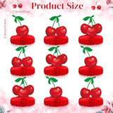 9 Pcs Cherry Honeycomb Centerpiece Cherry Party Decor Cherries Paper Table Centerpieces For Birthday Baby Shower Party Supplies Decor
