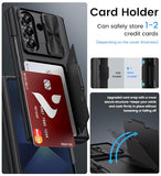 for Galaxy Z Fold 7 Case with Card Holder & Slide Camera Cover & Outer Screen Protector & Rugged Hinge Protection, Heavy Duty Wallet Phone