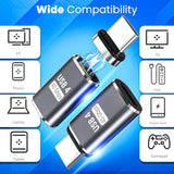 Magnetic Usb C Adapter Extender (2 Pack) W/ 4 Connector Tips Straight 240W Usb4 40Gbps 8K 60Hz For Thunderbolt 3/4, Macbook Pro/Air