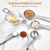 Measuring Spoons: 18/8 Stainless Steel Measuring Spoons Set Of 9 Piece: 1/16 Tsp, 1/8 Tsp, 1/4 Tsp, 1/3 Tsp, 1/2 Tsp, 3/4 Tsp, 1 Tsp, 1/2 Tbsp & 1 Tbsp Dry And Liquid Ingredients