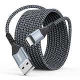 Micro Usb Cable 15Ft, Extra Long Microusb 15 Foot Cord Fast Charging & Data Transfer Braided For Ps4 Controller Charger Wyzecam V1-3 Old Kindles Old Android Phones Raspberry Pi 3 With Micro-Usb