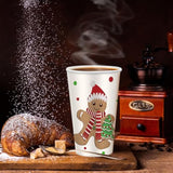 60 Pcs Christmas Paper Xmas Disposable Coffee Cups 16Oz For Drinking Tea Hot Cold Beverages, Santa Snowman Gingerbread Cups Christmas Decoration(Gingerbread Man)