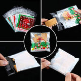 300 Pieces Christmas Cellophane Bags Xmas Treat Candy Cookie Biscuit Bags Self-Adhesive Plastic Present Bags For Christmas Party Diy Supplies Favor, 12 Styles