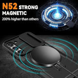 Samsung Galaxy S23+ Plus Phone Case with Magnetic Ring Stand and 2X Screen Protector, Military Grade Drop Protection, Compatible with MagSafe, Shockproof Cover for Samsung S23 Plus, Black