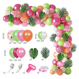 117Pcs Tropical Balloons Arch Garland Kit, Hot Pink Green Rose Gold Confetti Balloons Palm Leaves & 5Tools For Tropical Hawaii Aloha Luau Flamingo Theme Birthday Party Baby Shower Wedding Decorations