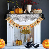 Halloween Happy Trick or Treat Burlap Banner Hanging Garland Fireplace Party Decor