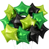 Black Green Star Balloons,12Pcs Black Light Green Star Shaped Foil Balloons,18Inch Large Helium Balloon For Soccer Video Games Theme Birthday Anniversary Party Decorations