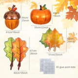 Fall Foil Balloon Set: Maple Leaf, Pumpkin, Acorn Thanksgiving Decor